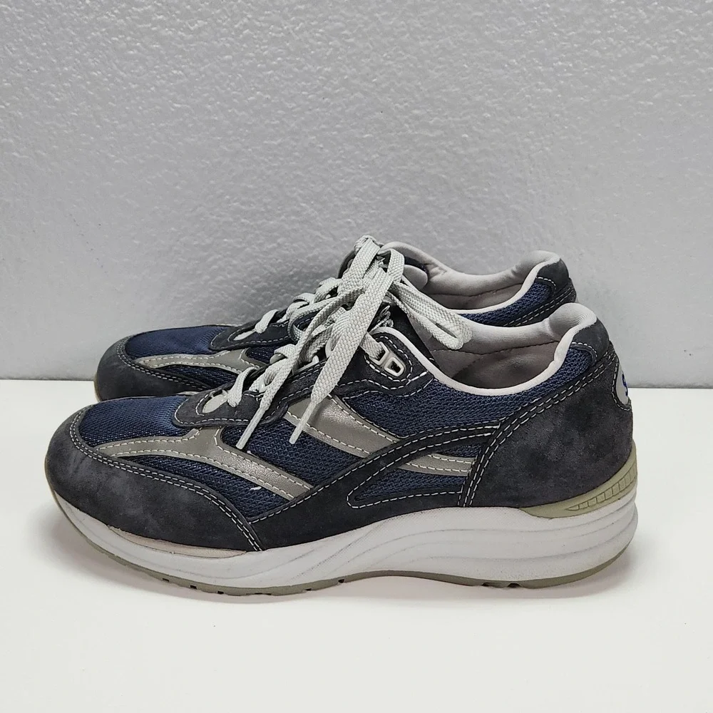 SAS Mens Journey Mesh Walking Shoes Blue Suede Sneakers Size 8M
